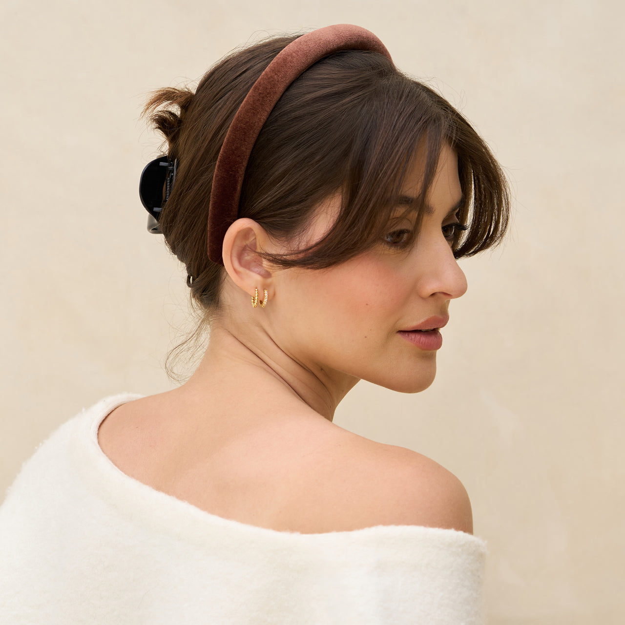 Alternative view of Black & Chocolate Satin & Velvet Headbands