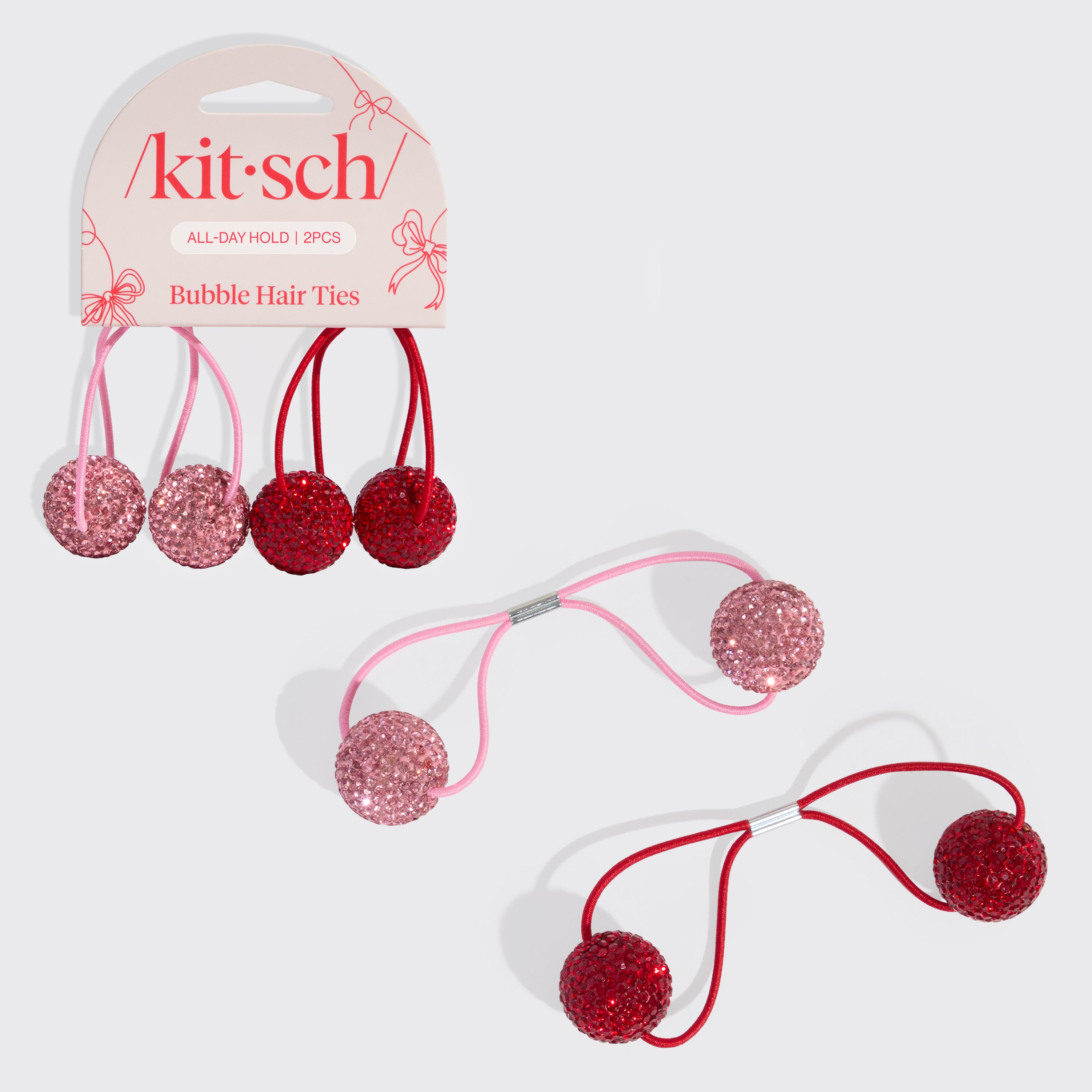 Red & Pink Bubble Hair Ties