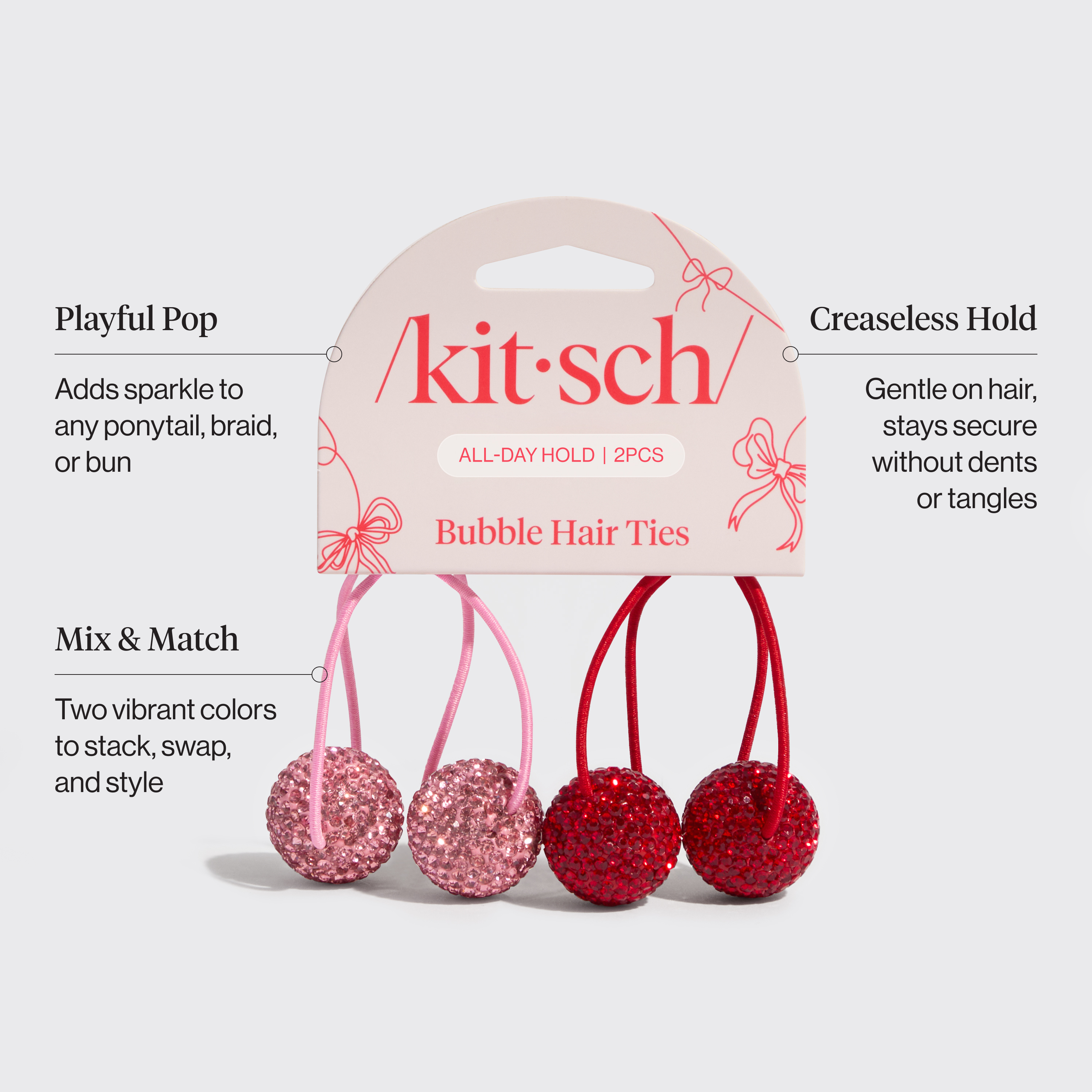 Alternative view of Red & Pink Bubble Hair Ties
