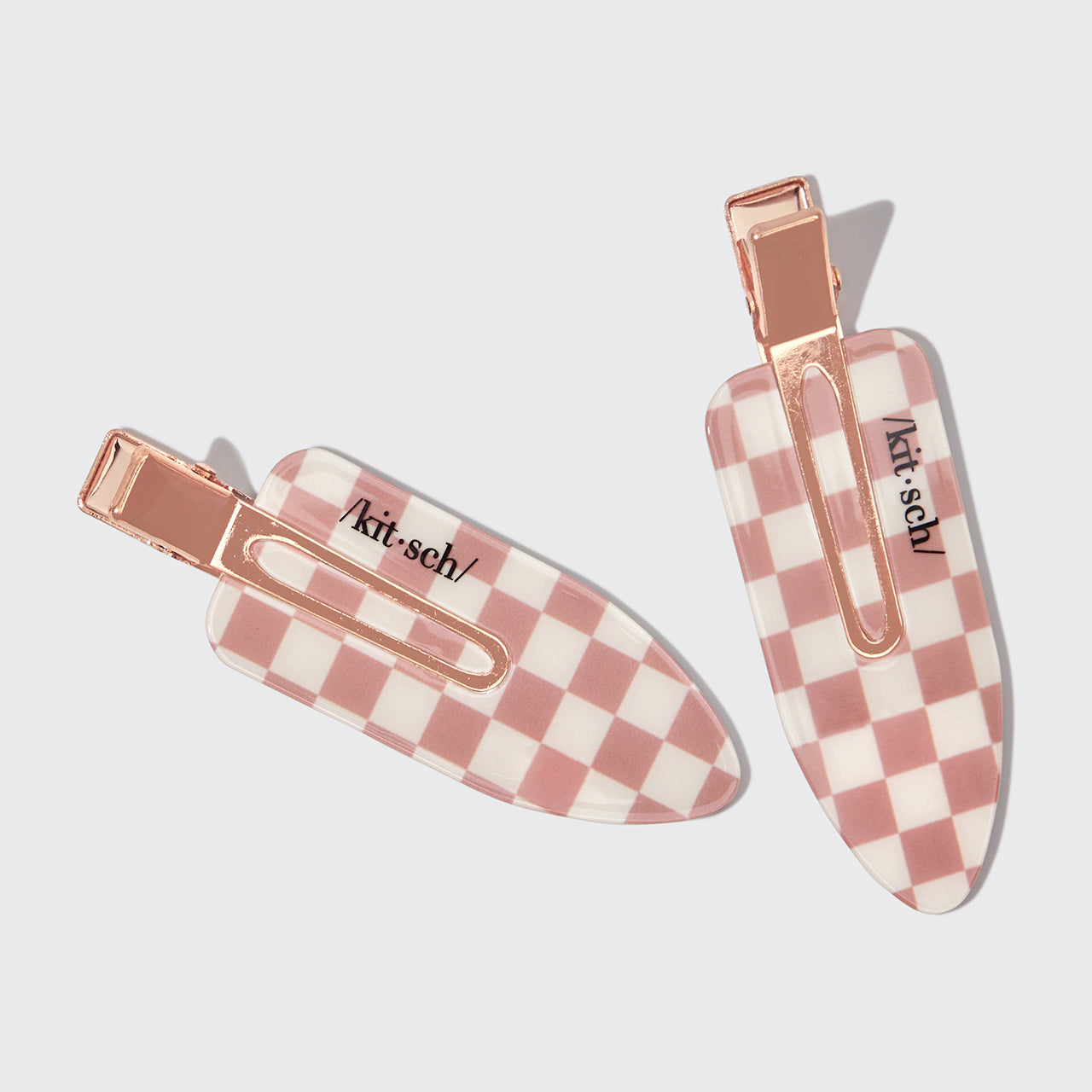 Alternative view of XL Terracotta Checker Creaseless Clips 2pc Set