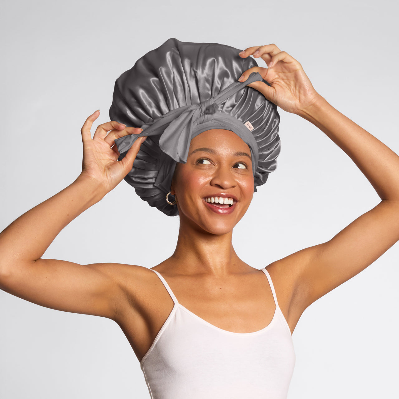 Alternative view of Charcoal Oversized Satin Bonnet