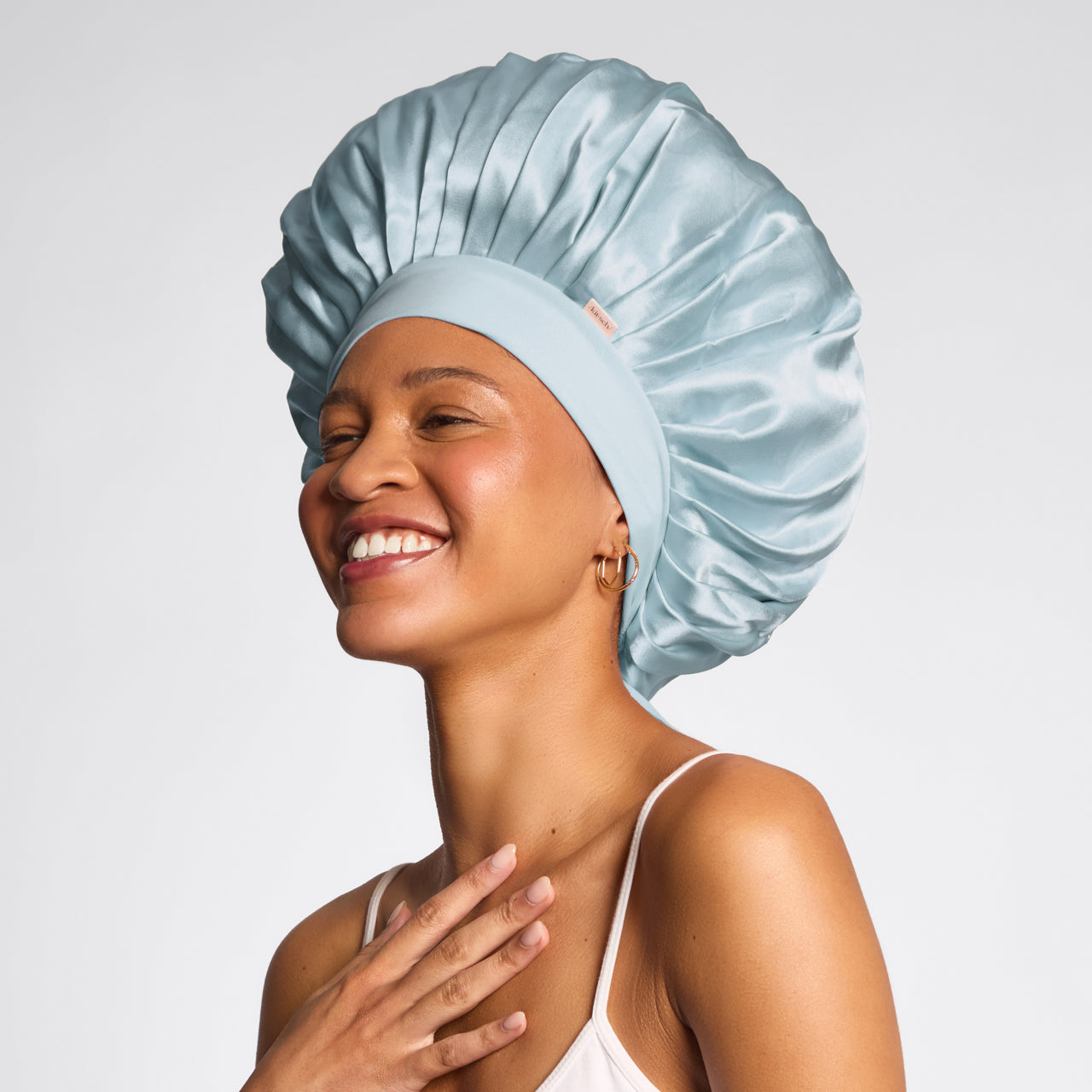 Alternative view of Haze Blue Oversized Satin Bonnet